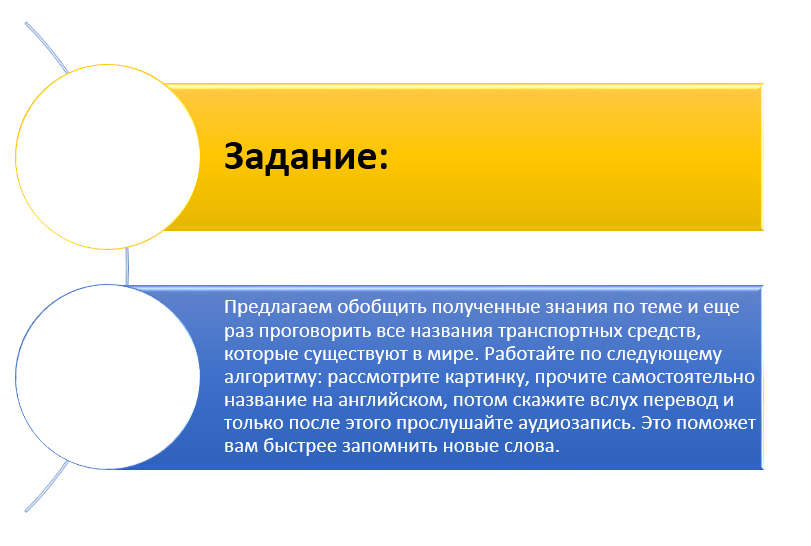 О транспорте на английском для детей