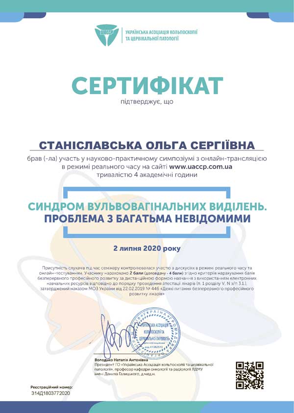 Сертификат о повышении квалификации
